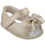 Sandália Peeptoe para bebê Lacinho Strass Dourado - Keto Baby