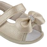 Sandália Peeptoe para bebê Lacinho Strass Dourado - Keto Baby