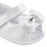 Sandália Peeptoe para bebê Lacinho Strass Branco - Keto Baby