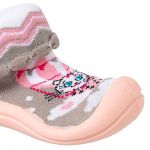 Meia c/ Sola Gatinha Rosa/Cinza - Keto Baby
