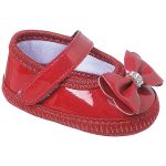 Sapatilha para bebê em verniz Laço e Strass Vermelho - Keto Baby