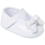 Sapatilha para bebê em verniz Laço e Strass Branca - Keto Baby