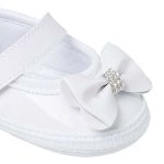 Sapatilha para bebê em verniz Laço e Strass Branca - Keto Baby