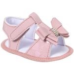 Sandália para bebê Laço & Strass Rose - Keto Baby