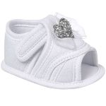 Sandália Peeptoe para bebê Laço Coração Branco/Prata - Keto Baby