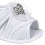Sandália Peeptoe para bebê Laço Coração Branco/Prata - Keto Baby
