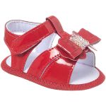 Sandália para bebê em verniz Laço Vermelho - Keto Baby