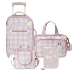 Mala com rodinhas + Bolsa Anne + Frasqueira Emy + Porta Carteira de Vacinação Margaridas - Masterbag