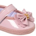 Sapatilha para bebê em verniz Laço Nude - Keto Baby