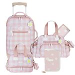 Mala com rodinhas + Bolsa Everyday + Bolsa Vicky + Porta Carteira de Vacinação Margaridas - Masterbag