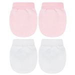 Kit 2 Pares de luvas em suedine Branca/Rosa - Tilly Baby