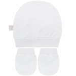 Kit Touca e Luva para bebe em suedine Branca - Tilly Baby