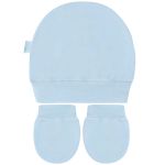 Kit Touca e Luva para bebe em suedine Azul - Tilly Baby