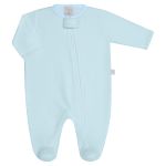 Macacão longo c/ zíper para bebê em soft Azul - Tilly Baby