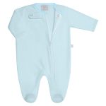Macacão longo c/ zíper para bebê em soft Azul - Tilly Baby