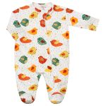 Macacão longo c/ zíper para bebê em suedine Passarinhas - Tilly Baby