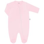 Pack 2 Macacões longos com zíper para bebê em suedine Rosa/Branco - Tilly Baby