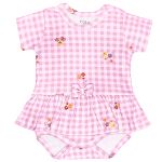 Body Saia para bebê em suedine Xadrez Rosa - Tilly Baby