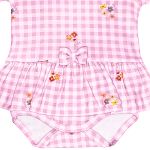 Body Saia para bebê em suedine Xadrez Rosa - Tilly Baby
