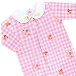 Macacão longo para bebê em suedine Xadrez Rosa - Tilly Baby