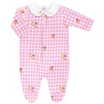 Macacão longo para bebê em suedine Xadrez Rosa - Tilly Baby