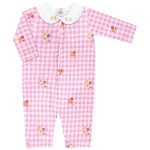 Macacão longo para bebê em suedine Xadrez Rosa - Tilly Baby