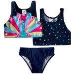 Conjunto de banho Biquíni Cropped c/ proteção UV FPS +50 Pavão - Tip Top