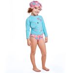 Conjunto de banho Safari Rosa: Camiseta Surfista + Boné + Calcinha - Tip Top