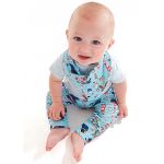 Body curto c/ Calça e Babador para bebê em suedine Barquinho - Up Baby