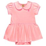 Body vestido para bebê em cotton Rosa Flúor - Up Baby