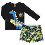 Conjunto de banho para bebê Dino: Camiseta Surfista + Sunga - Up Baby