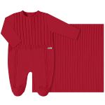 Jogo Maternidade em tricot Vermelho: Macacão longo + Manta - Up Baby