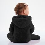Macacão longo c/ capuz para bebê peluciado Preto Pati Nicki - Up Baby
