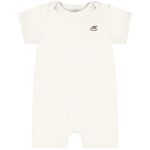 Macacão curto para bebê em suedine Natural Marfim - Up Baby