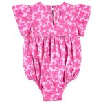 Macacão Romper regata em meia malha Floral Rosa - Up Baby