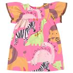 Vestido para bebê em meia malha Animais Rosa - Up Baby