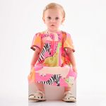 Vestido para bebê em meia malha Animais Rosa - Up Baby