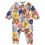 Macacão longo c/ Faixa de Cabelo para bebê em molecotton Floral - Up Baby