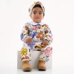 Macacão longo c/ Faixa de Cabelo para bebê em molecotton Floral - Up Baby