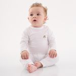 Camiseta para bebê em malha térmica Natural Marfim - Up Baby