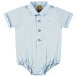 Body Camisa para bebê em linho Azul - Up Baby