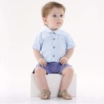 Body Camisa para bebê em linho Azul - Up Baby