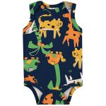 Body regata para bebê em suedine Safari Marinho - Up Baby