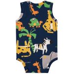 Body regata para bebê em suedine Safari Marinho - Up Baby