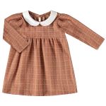 Vestido longo para bebê em malha jacquard Xadrez Terracota - Up Baby