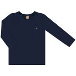 Camiseta longa para bebê em meia malha Marinho - Up Baby
