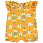 Macaquinho curto para bebê em cotton Floral Laranja - Up Baby