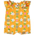Macaquinho curto para bebê em cotton Floral Laranja - Up Baby