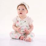 Jardineira c/ Body curto para bebê em suedine Jardim - Up Baby