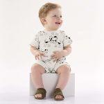Macacão curto para bebê em meia malha flamê Cachorrinho - Up Baby